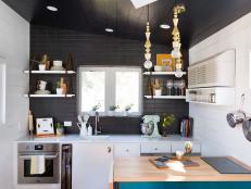 Small Black & White Eclectic Kitchen