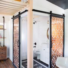Bathroom Barn Doors With Copper Panels