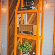 Bold Orange Bookshelf at ChiLantro in Austin, Texas