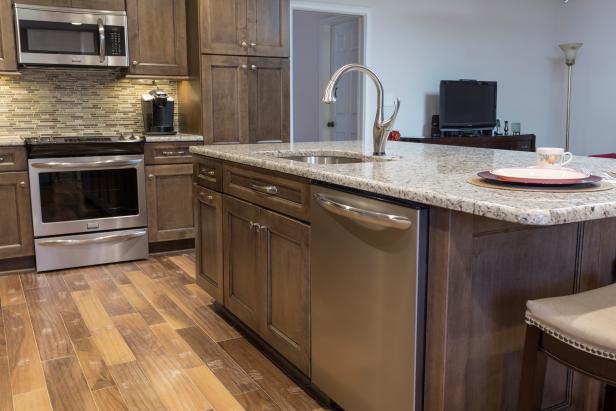 Contemporary Kitchen With Wood Island And Granite Counter Top HG