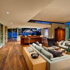 Luxury Modern Living Room With Glass Walls And Stunning Views