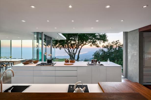 Luxury Modern Kitchen With Floor to Ceiling Windows