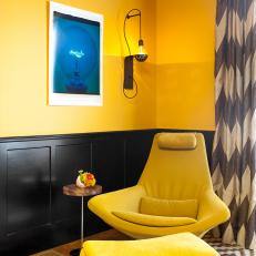 Bright Yellow Study With Midcentury Modern Flair