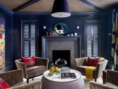 Comfy & Colorful Seating Area in Navy Blue