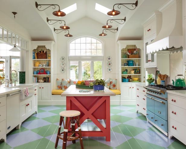 Colorful Kitchen with Argyle Floor 
