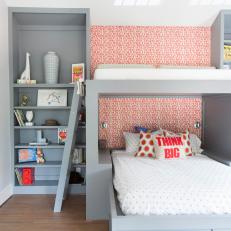 Gray and Red Modern Boys' Room with Plenty of Space to Grow and Create