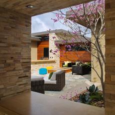 Guests First Glance of the Home's Elaborate Interior Courtyard
