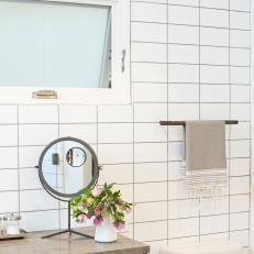Transitional Bathroom With White Tile Walls