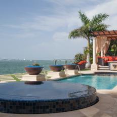Ocean Side Patio Features Stunning Infinity Spa, Luxurious Pool & Elegant Lounge