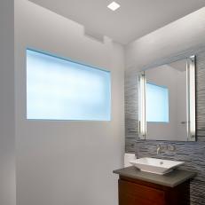 Contemporary Powder Room With Floating Vanity