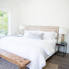 Clean, Calm Bedroom Features Rustic, Earthy Touches