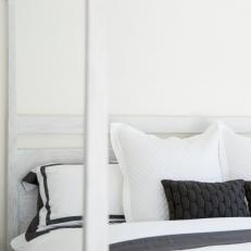 Charcoal Gray Pops in Crisp White Bedroom