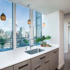 Contemporary Kitchen With a Magnificent Boston City View