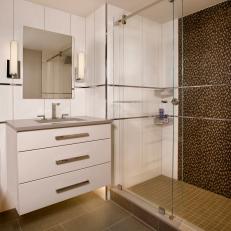 Boston Penhouse Master Bath With Contemporary Shower and Vanity