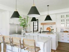 White Kitchen With Pendant Lights