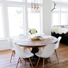 Eat-in Kitchen With Rustic Round Table, Midcentury Chairs