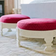 Bright Pink Upholstered Stools