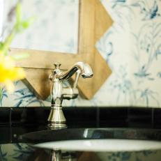 Charming Kids' Bathroom Boasts Classic Nickel Faucet