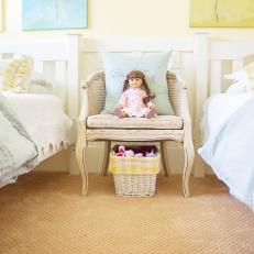 Girls' Yellow Room Boasts Lovely Vintage Chair