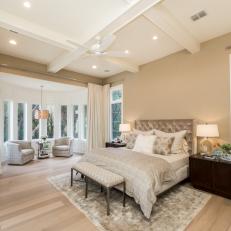 White Transitional Master Bedroom With Sitting Area