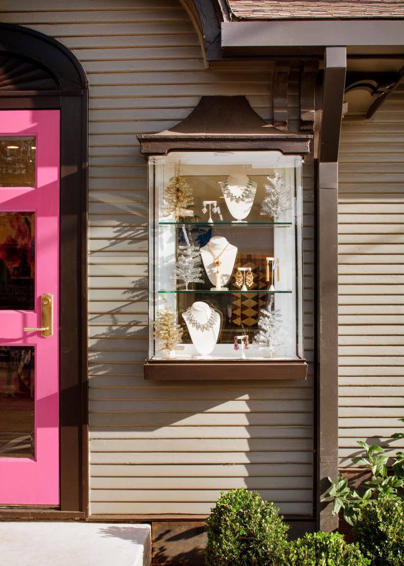 Glamourous Pink Front Door and Jewelry Displays