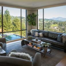 Neutral Contemporary Living Room With Mountain Vistas