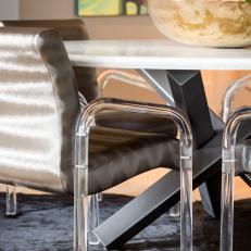 Silver Dining Chair and Metal Table Legs