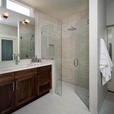 Neutral Bathroom With Glass Walk-In Shower