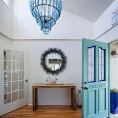 White Cottage Foyer With Bottle Chandelier