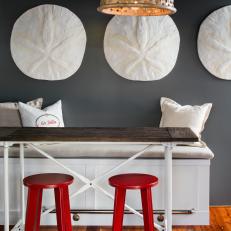 Gray Transitional Dining Area With Sand Dollars