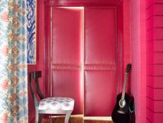Red Upholstered Doors With Nail-Head Trim