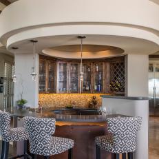 Round Bar With Graphic Pattern Barstools