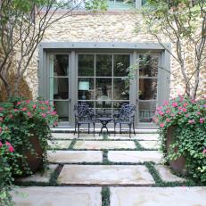 Traditional Patio with Cobbled Stone Walls