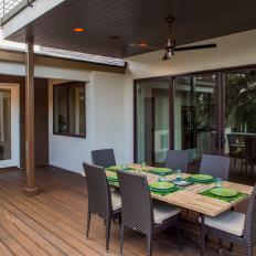 Neutral Deck With Dining Table and Chairs