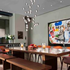 Bold Pops of Colors Energize Contemporary Dining Area