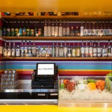 Mexican Restaurant Bar with Striped Accent Wall