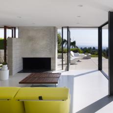 Modern, Minimal Living Room with Chartreuse Sofa
