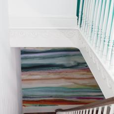 Stairwell With Multicolored Stripes