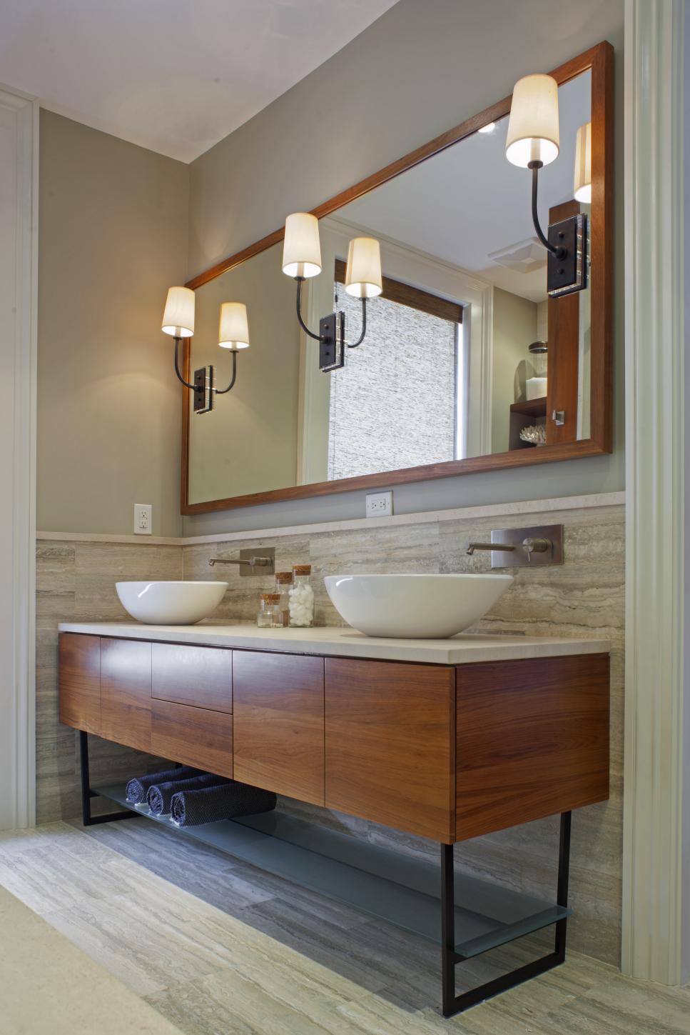 Neutral Double-Vanity Bathroom With Vessel Sinks | HGTV