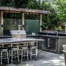 Modern Outdoor Kitchen with Island, Pergola