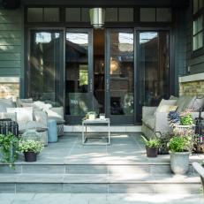 Gray, Contemporary Patio with Container Garden