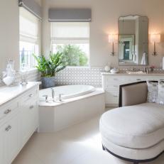 Gray Transitional Spa Bathroom With Chaise 