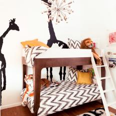 Playful Boys' Bedroom Features Modern Bunk Bed