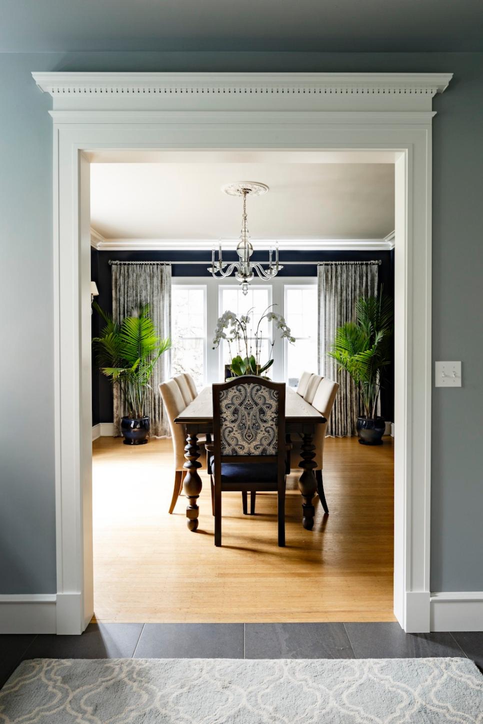 Traditional Dining Room with Deep Navy Walls | HGTV