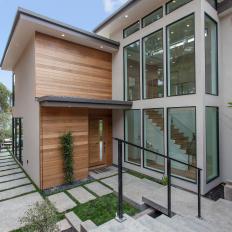 Contemporary Home Features Sleek Concrete Walkway
