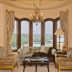 Traditional Neutral Living Room With Lake View