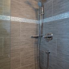 Modern Bathroom Gray Tiled Shower Stall