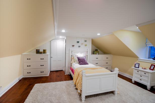 Teen Bedroom With Sloped Ceiling White Furnishings Hgtv