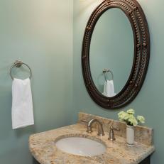 Powder Room with Granite-topped Vanity