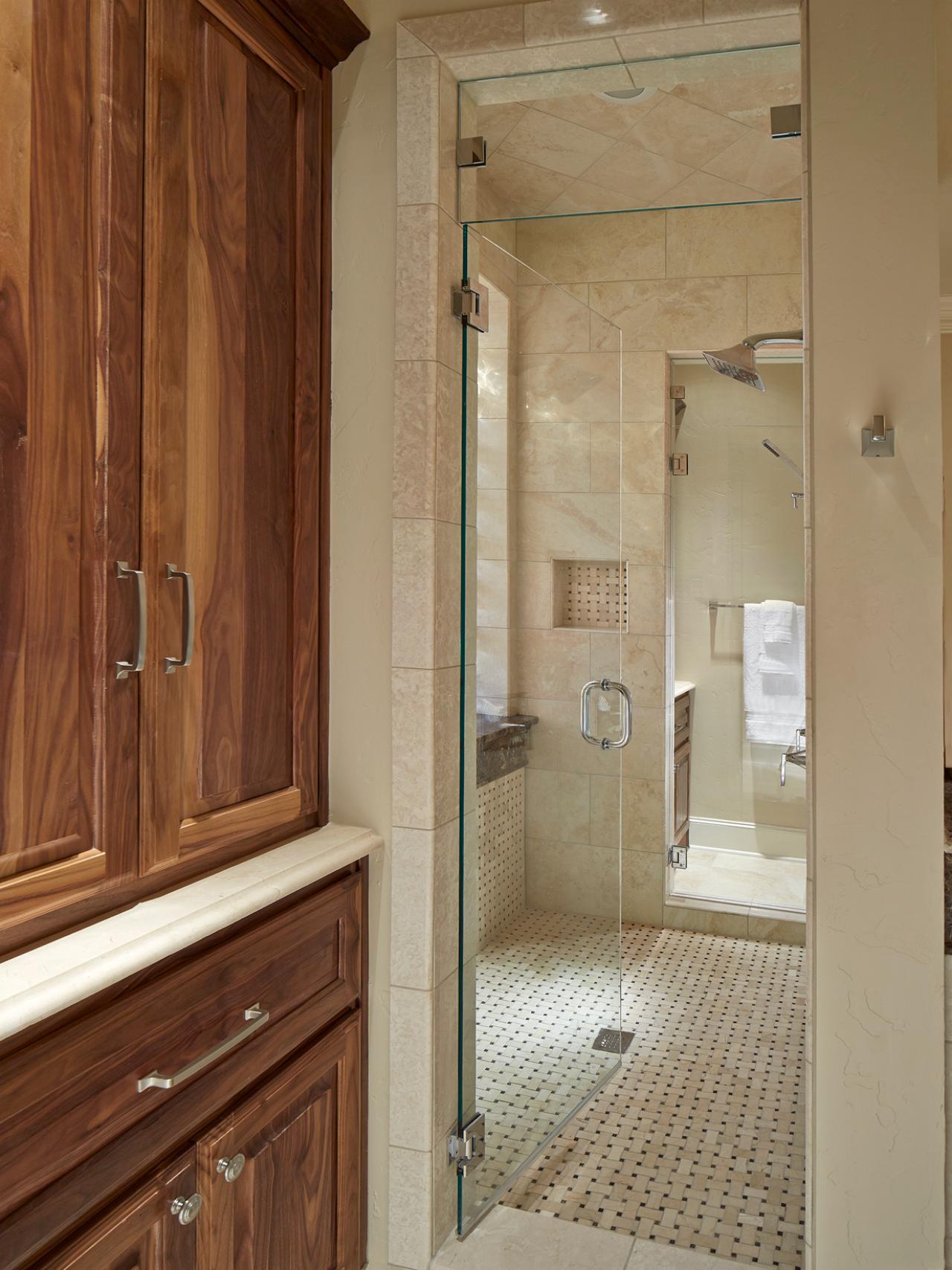  Large  Walk  In Shower  With Glass Doors and Tile  Walls HGTV